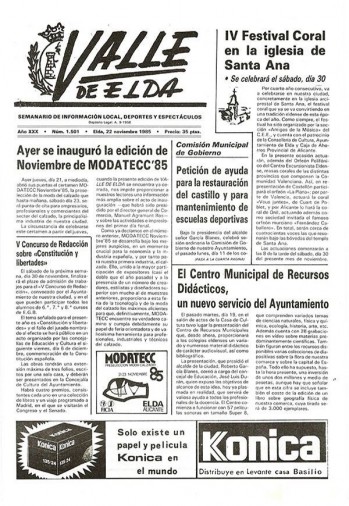 N&uacute;mero 1.501 - 22 de noviembre de 1985