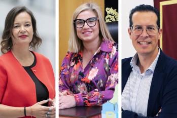 Leire Paj&iacute;n, Rub&eacute;n Alfaro e Irene Navarro en el acto &ldquo;Voces feministas frente a los retos del presente&rdquo; de Petrer