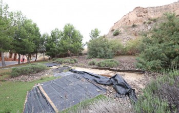 Roban el c&eacute;sped artificial de la ladera del Castillo de Elda