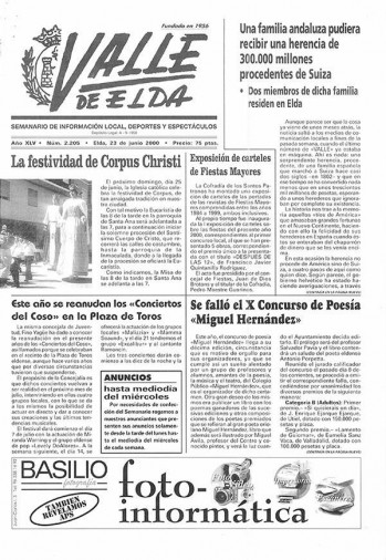 N&uacute;mero 2.205 - 23 de junio de 2000