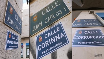 Colocan pegatinas con nombres como Corinna o Botsuana en la calle Juan Carlos I