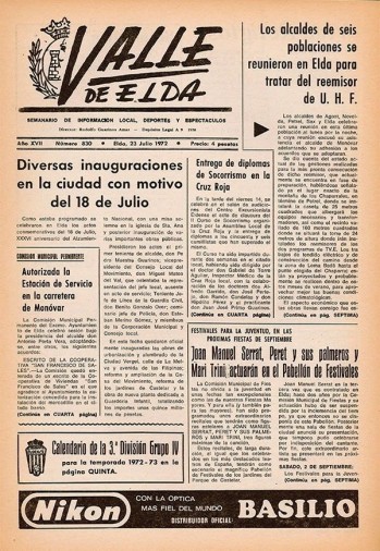 N&uacute;mero 0830 - 23 de julio de 1972